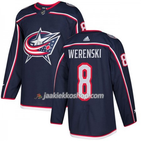 Miehille NHL Blue Jackets Pelipaita Zach Werenski 8 Adidas 2017-2018 Marine Sininen Authentic